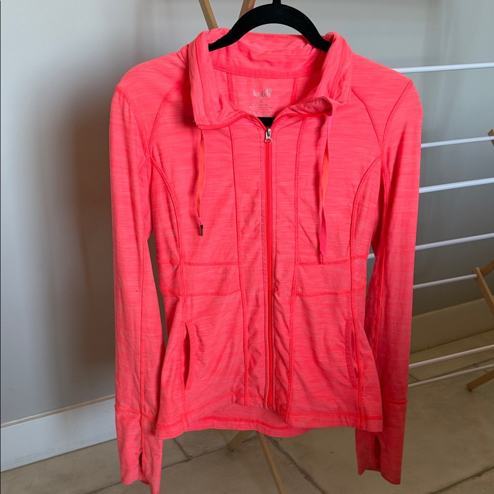 Lukka Vibrant Coral lightweight zip up jacket